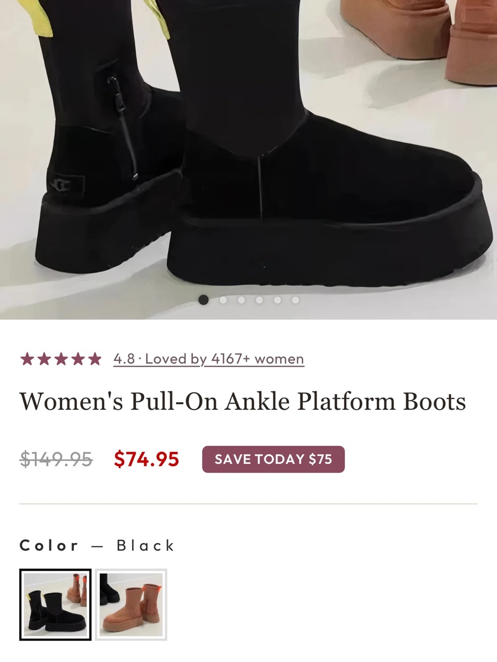 Women's Pull-On Ankle Platform Boots - Black
